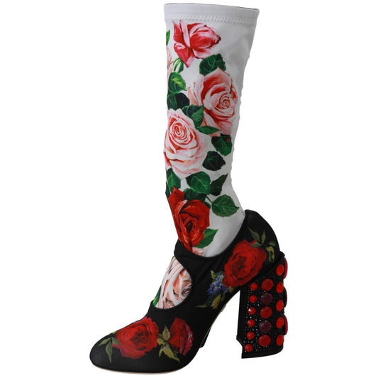 Dolce & Gabbana Floral Embellished Socks Boots Dolce & Gabbana