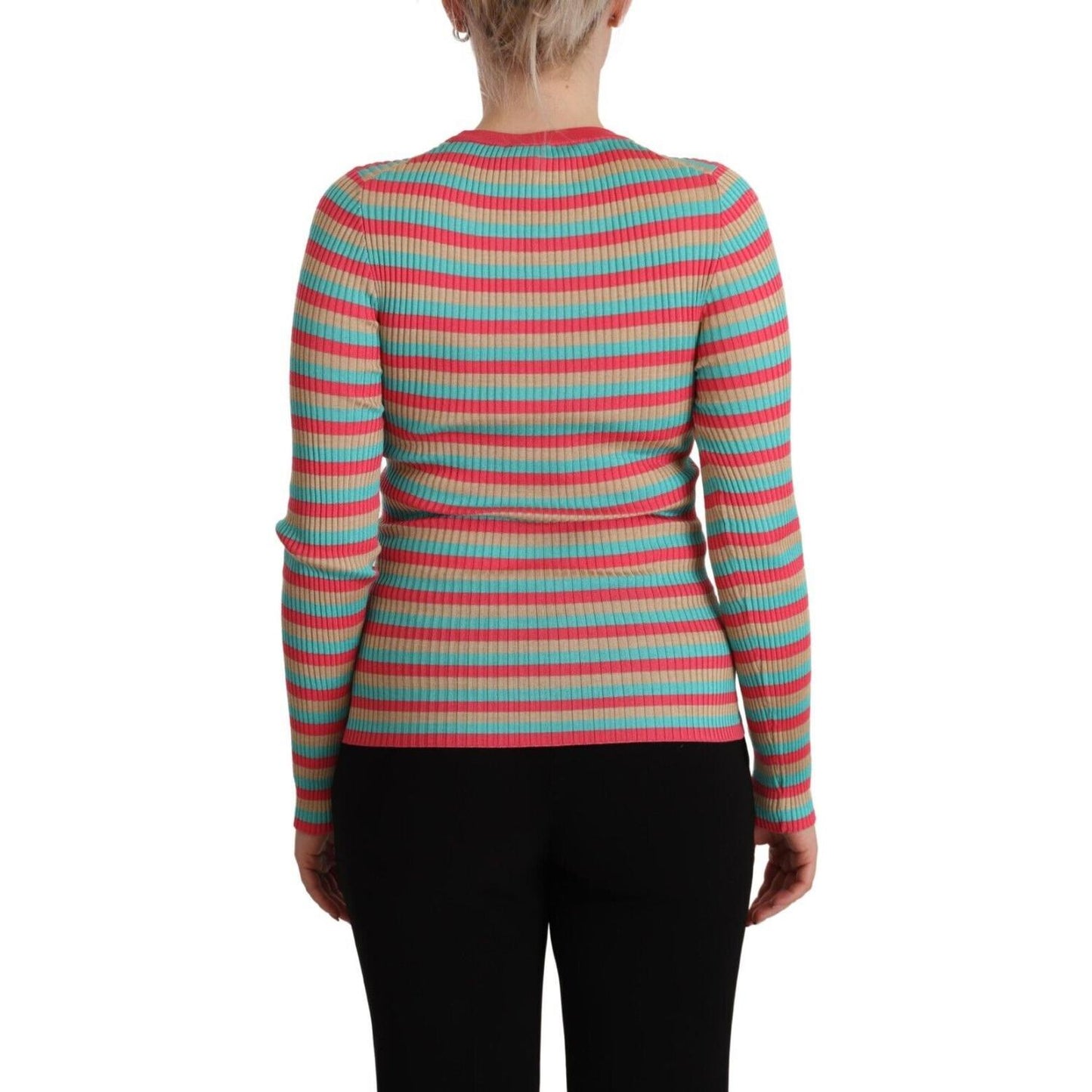 Dolce & Gabbana Elegant Striped Silk Crew Neck Pullover Dolce & Gabbana