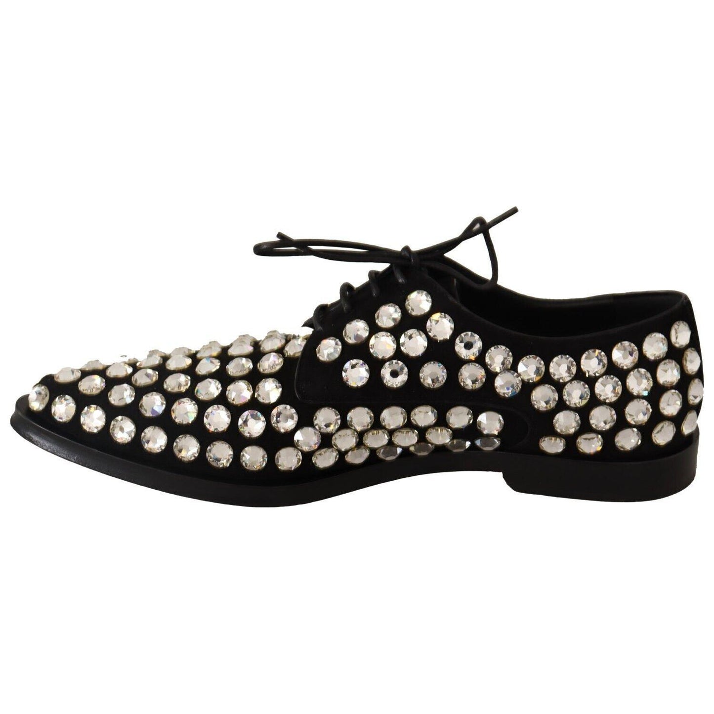 Dolce & Gabbana Elegant Crystal-Embellished Lace-Up Flats Dolce & Gabbana