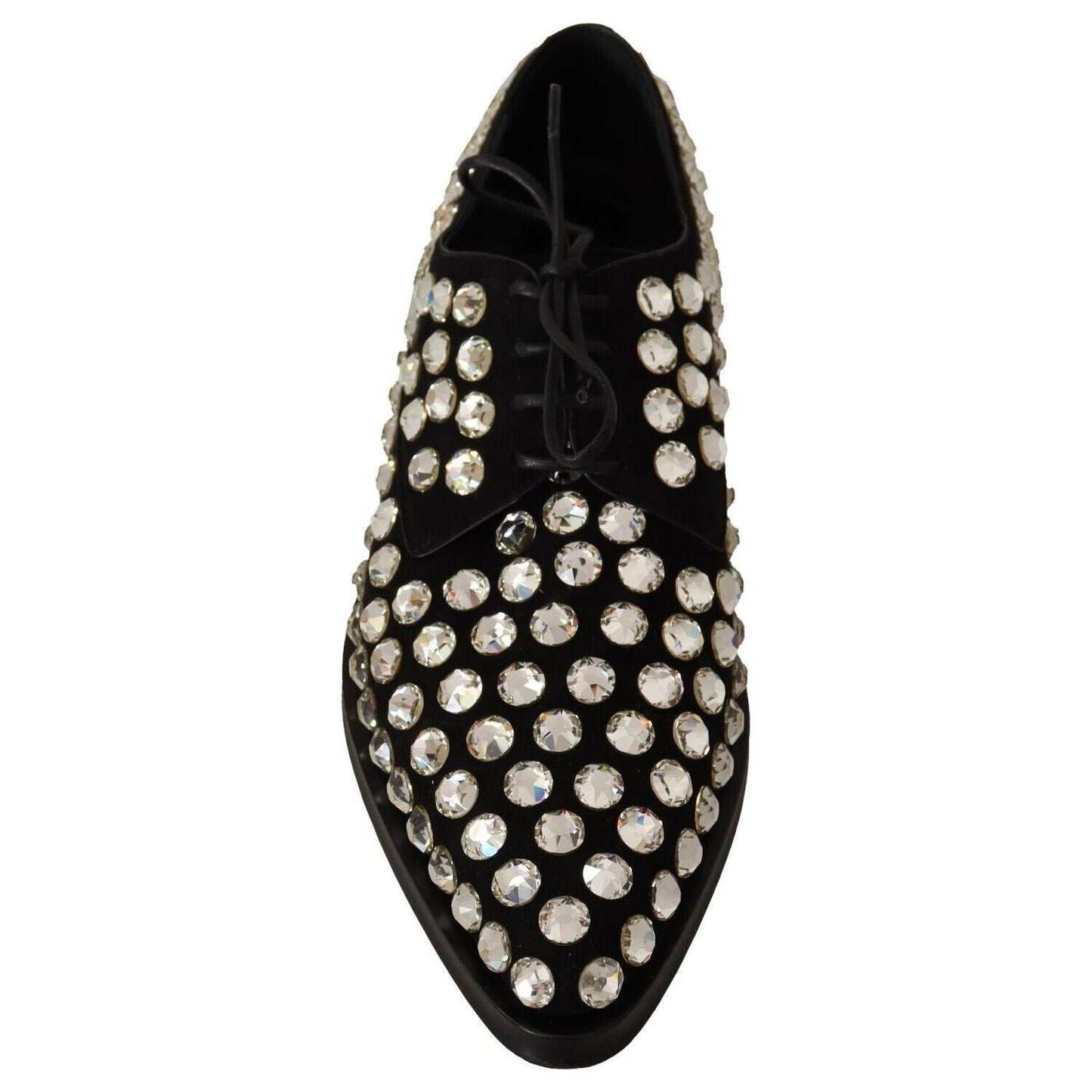 Dolce & Gabbana Elegant Crystal-Embellished Lace-Up Flats Dolce & Gabbana