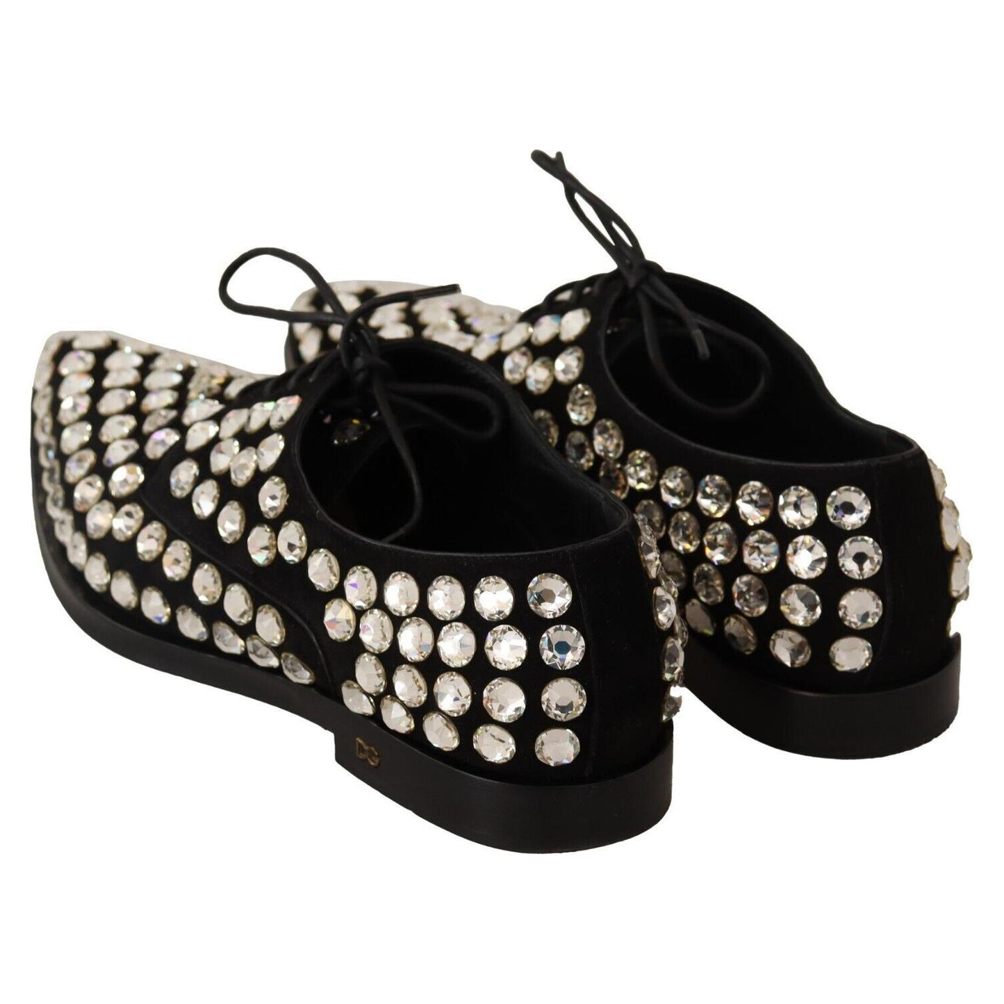 Dolce & Gabbana Elegant Crystal-Embellished Lace-Up Flats Dolce & Gabbana