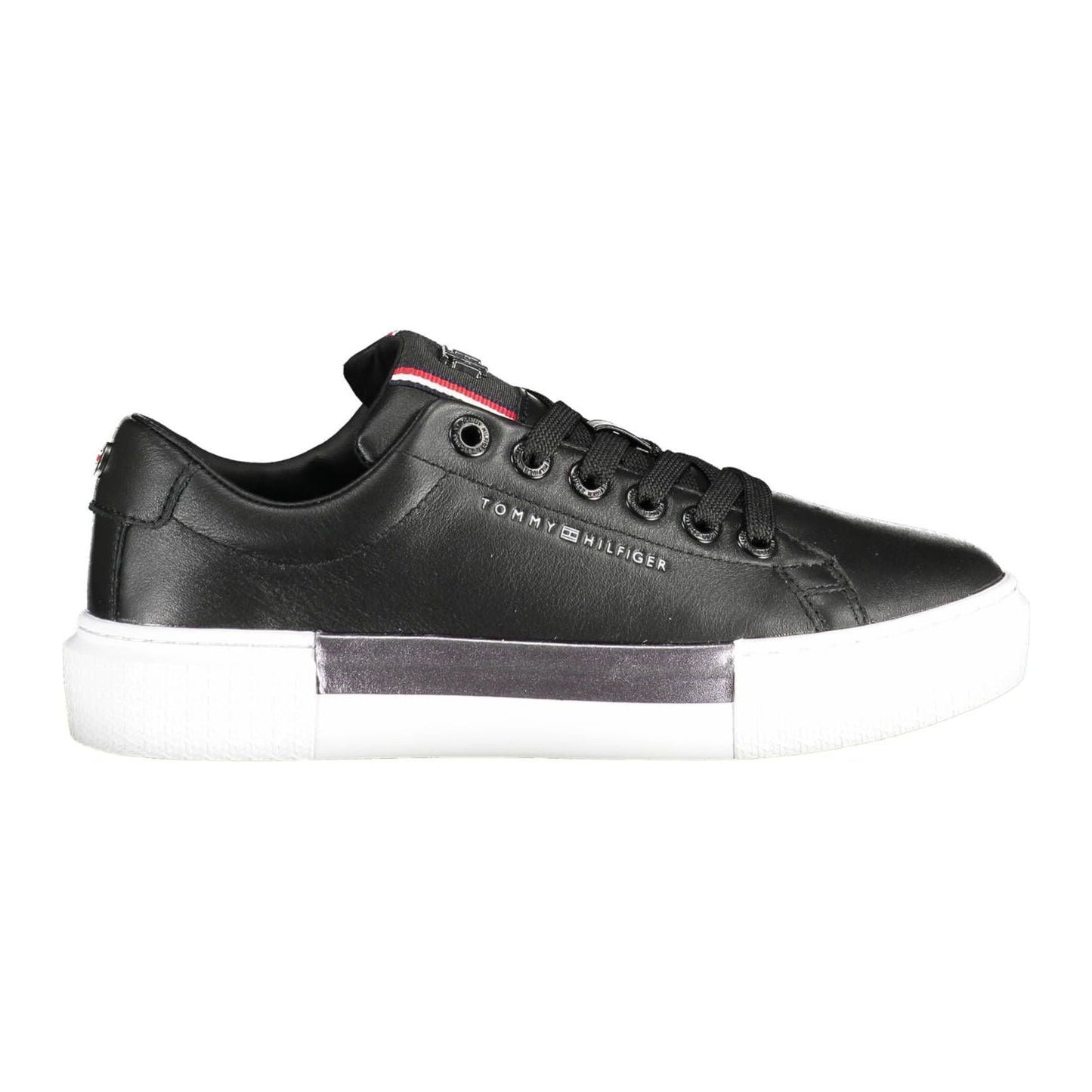 Tommy Hilfiger Black Leather Women Sneaker Tommy Hilfiger