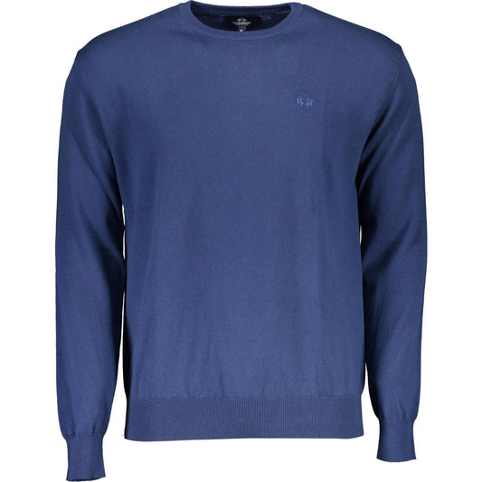 La Martina Blue Cotton Men Sweater La Martina