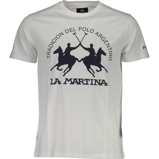 La Martina White Cotton Men T-Shirt La Martina