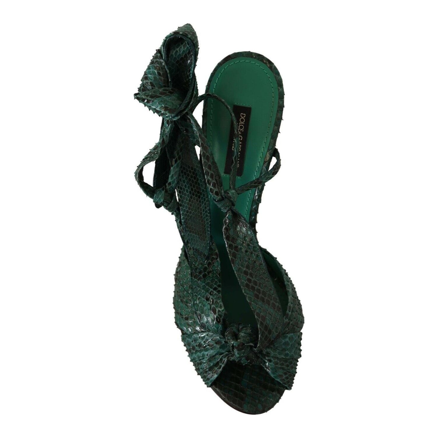 Dolce & Gabbana Emerald Exotic Leather Heeled Sandals Dolce & Gabbana