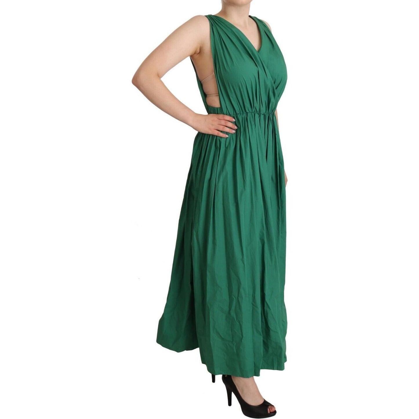 Dolce & Gabbana Elegant Deep Green Sleeveless A-Line Dress Dolce & Gabbana