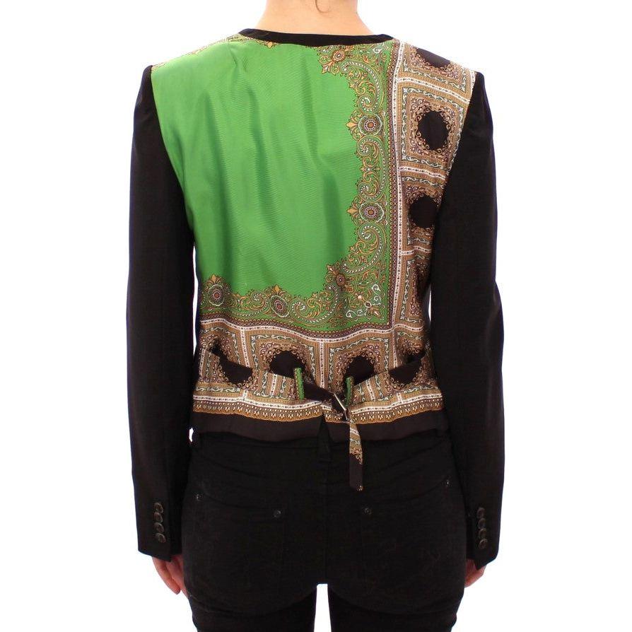 Dolce & Gabbana Elegant Silk-Blend Black Blazer with Scarf Back Detail Blazer jacket Dolce & Gabbana