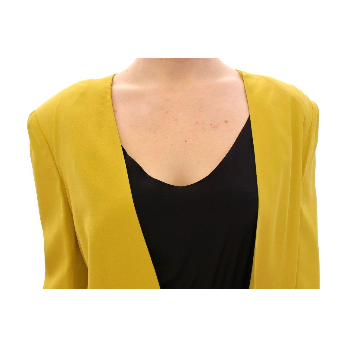 Lamberto Petri Elegant Mustard Silk Blend Jacket Blazer Jacket Lamberto Petri