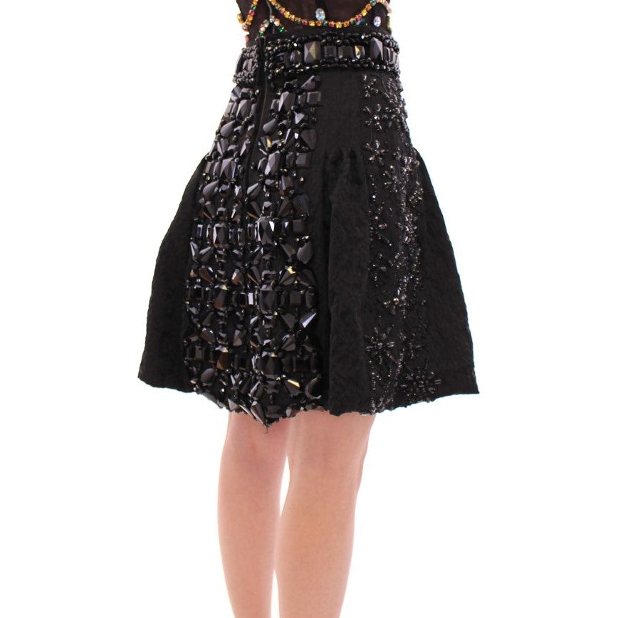 Dolce & Gabbana Black Crystal Embellished Masterpiece Skirt Dolce & Gabbana