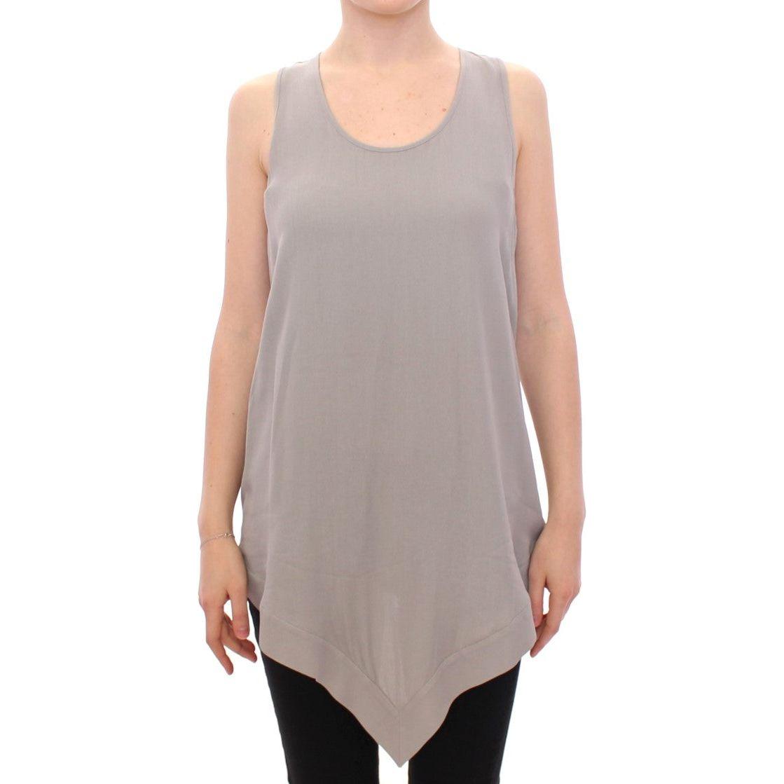Comeforbreakfast Gray Viscose Tank Top Shirt Blouse