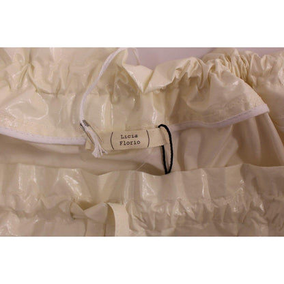 Licia Florio White Above-Knee Stretch Waist Strap Skirt