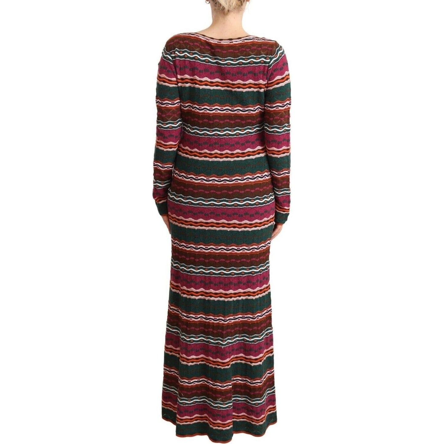 Missoni Multicolor Stripe Wool Knitted Maxi Sheath Dress
