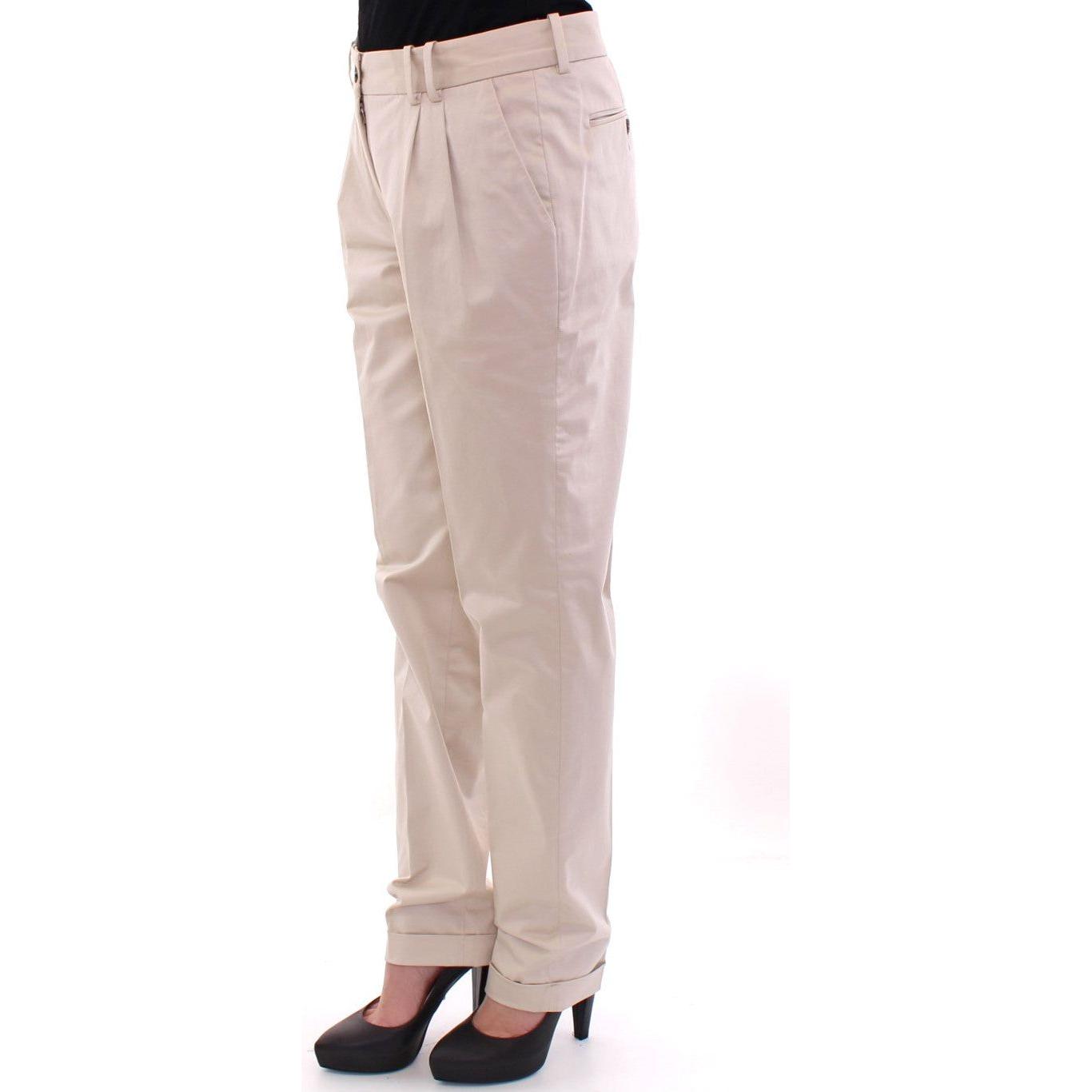 Dolce & Gabbana Elegant Beige Regular Fit Cotton Pants Jeans & Pants Dolce & Gabbana