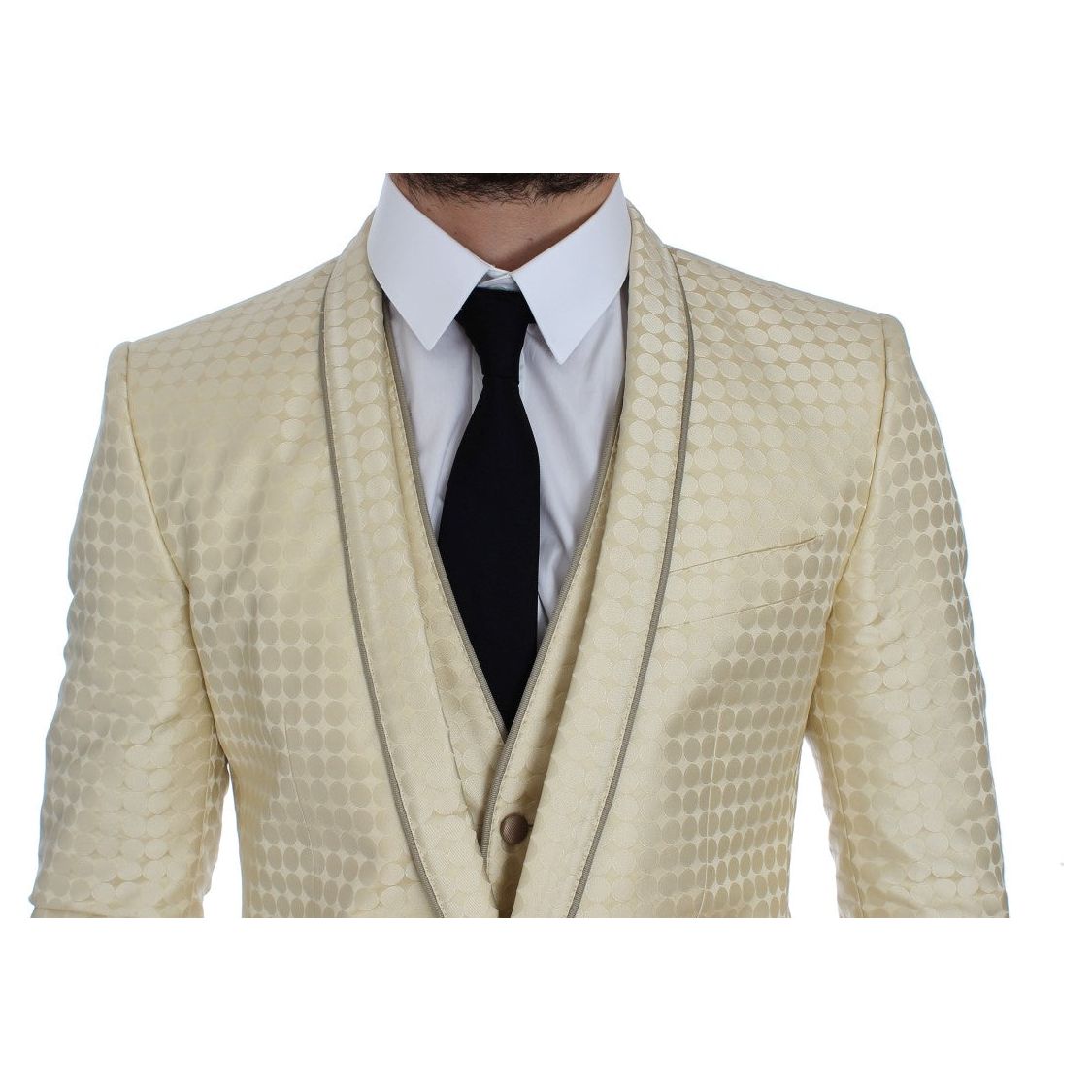 Dolce & Gabbana Sophisticated Beige Polka Dotted Blazer & Vest Dolce & Gabbana