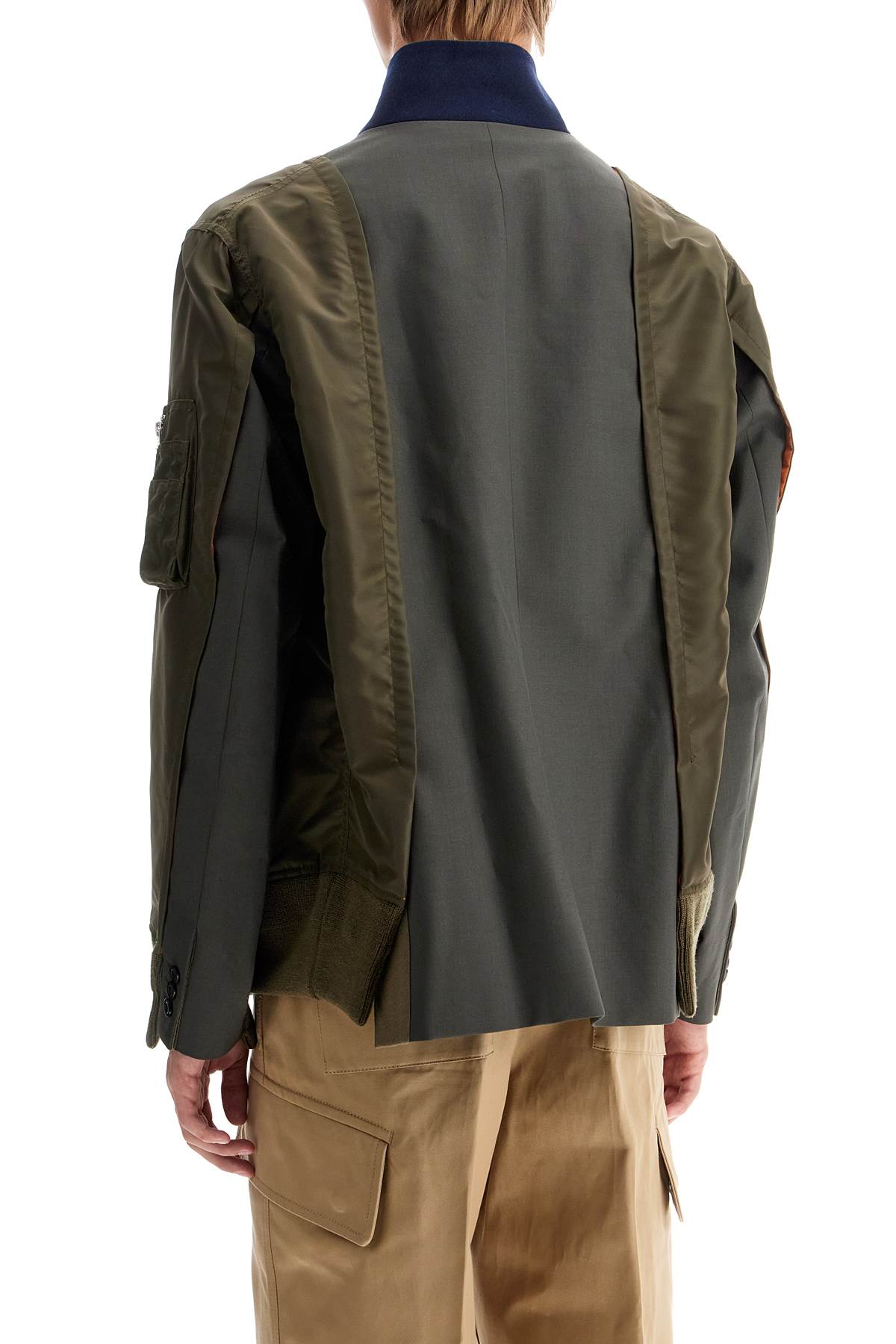 Sacai hybrid nylon and wool blend jacket. Vests Sacai