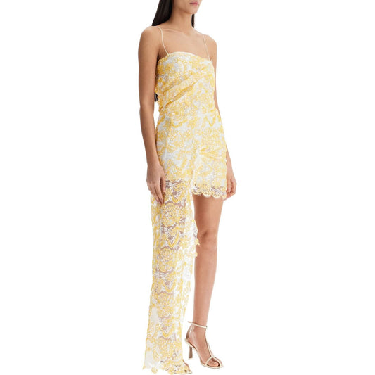 Christopher Esber mini dress in yellow floral lace with adjustable straps Dresses Christopher Esber Tan