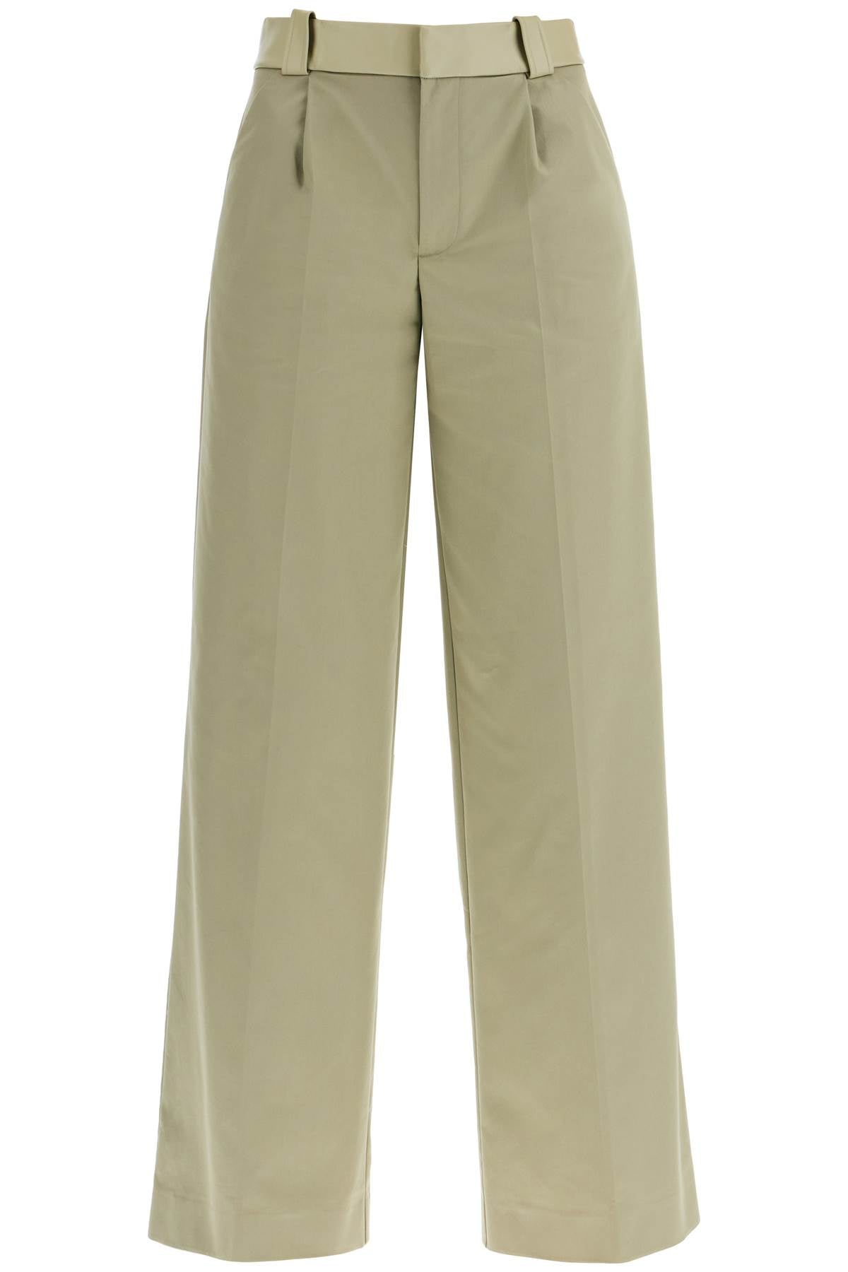 Christopher Esber wide leg green linseed cotton trousers