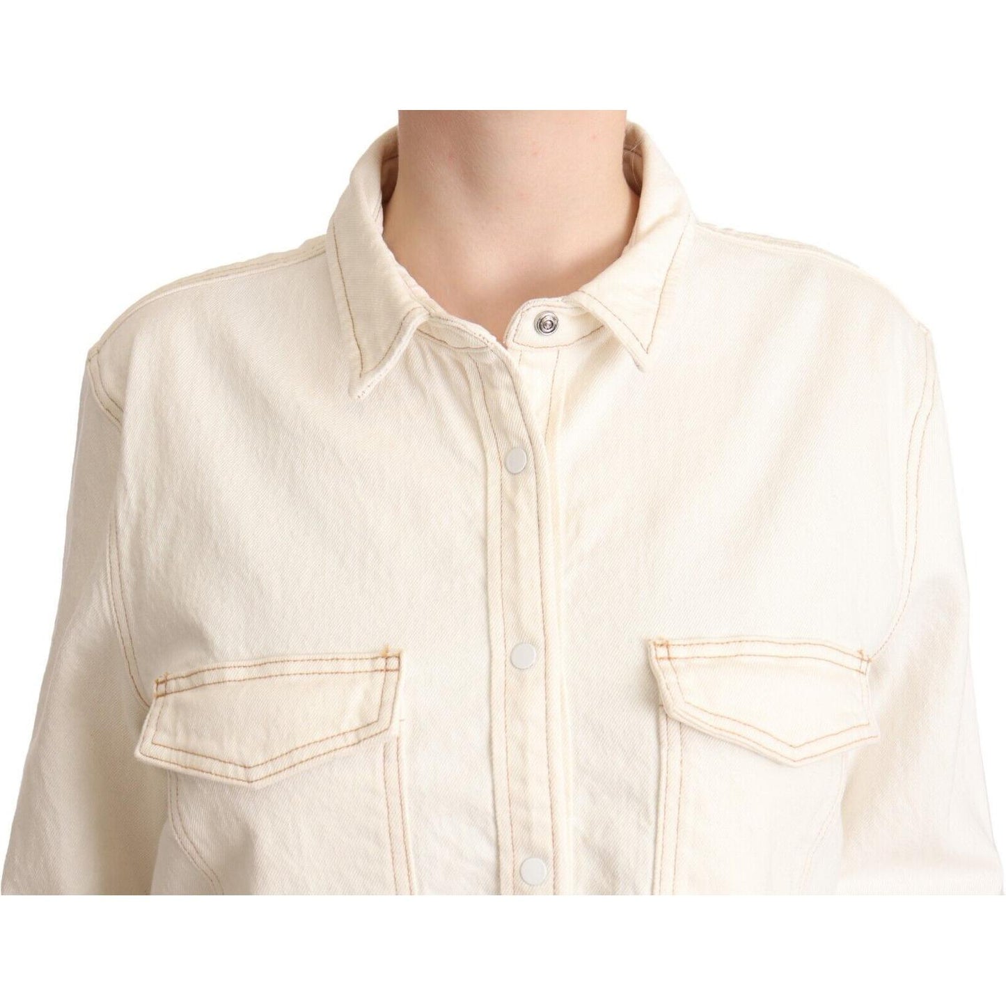 Levi's Elegant White Long Sleeve Collared Polo Top Levi's