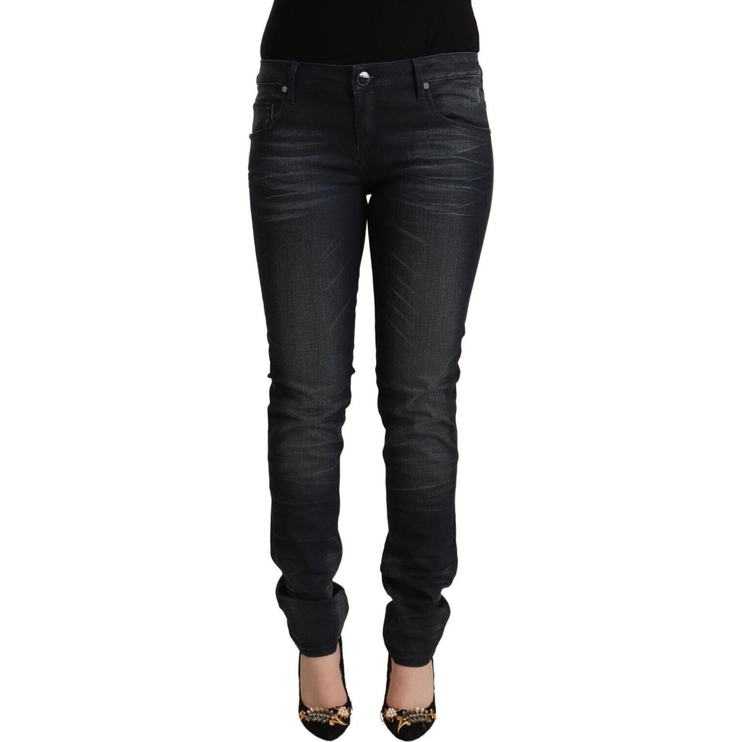 Acht Sleek Black Washed Slim Fit Jeans Acht Black