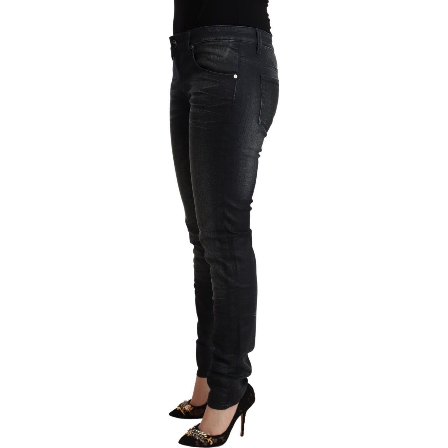Acht Sleek Black Washed Slim Fit Jeans Acht Black