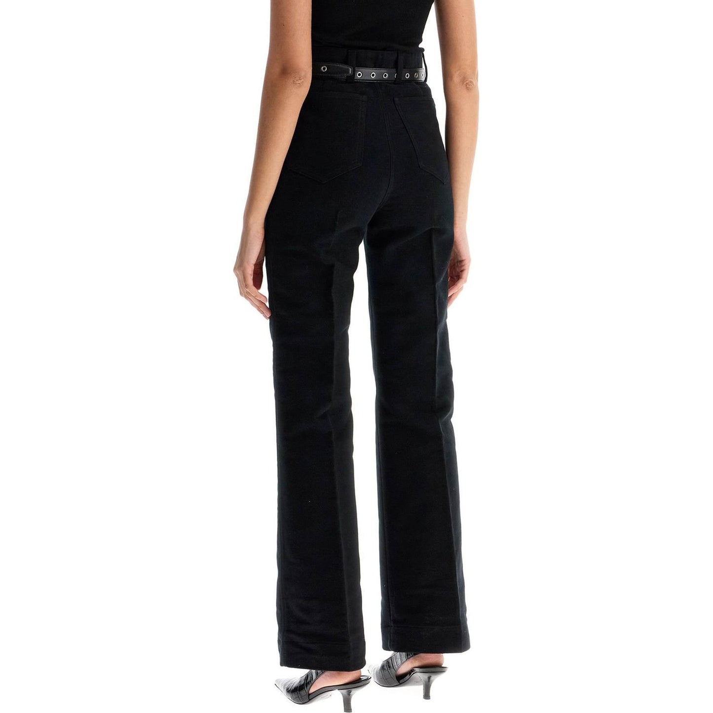 Toteme high-waisted flared pants in black organic cotton Trousers Toteme