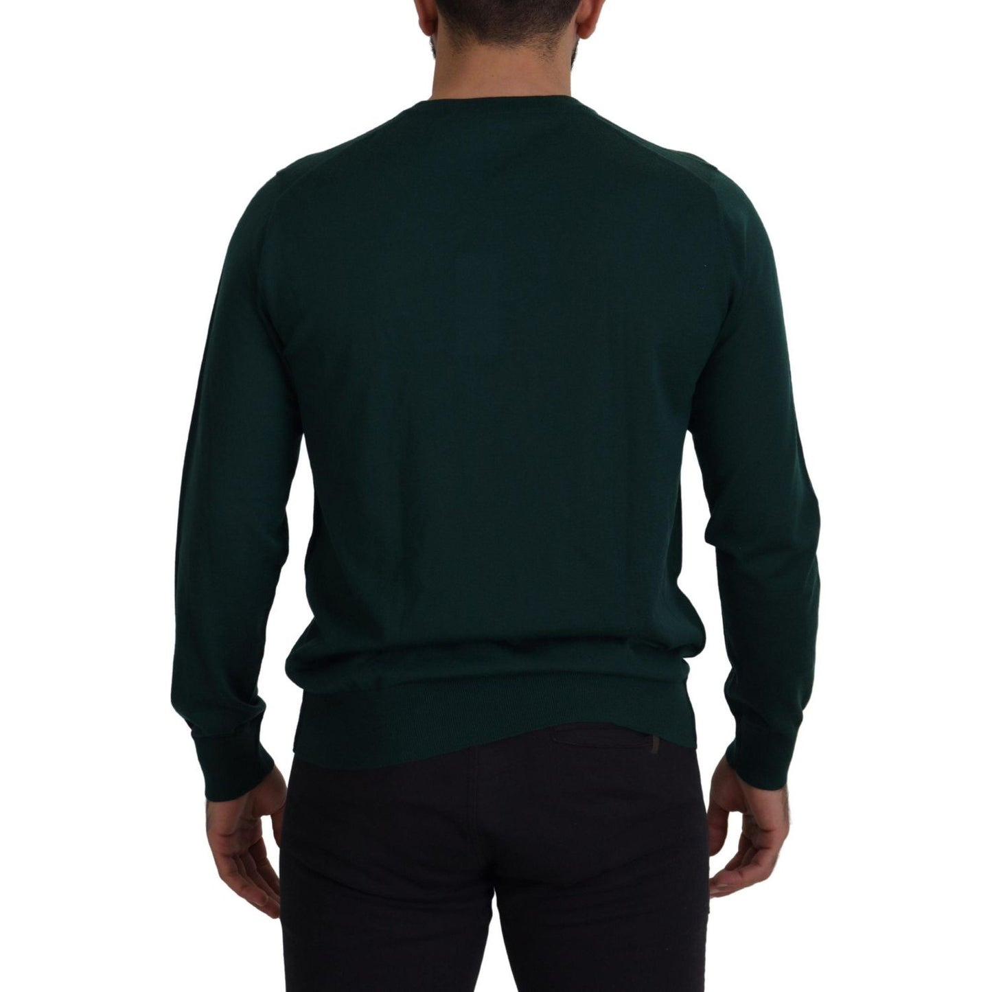 Dolce & Gabbana Green Cashmere Crewneck Pullover Sweater