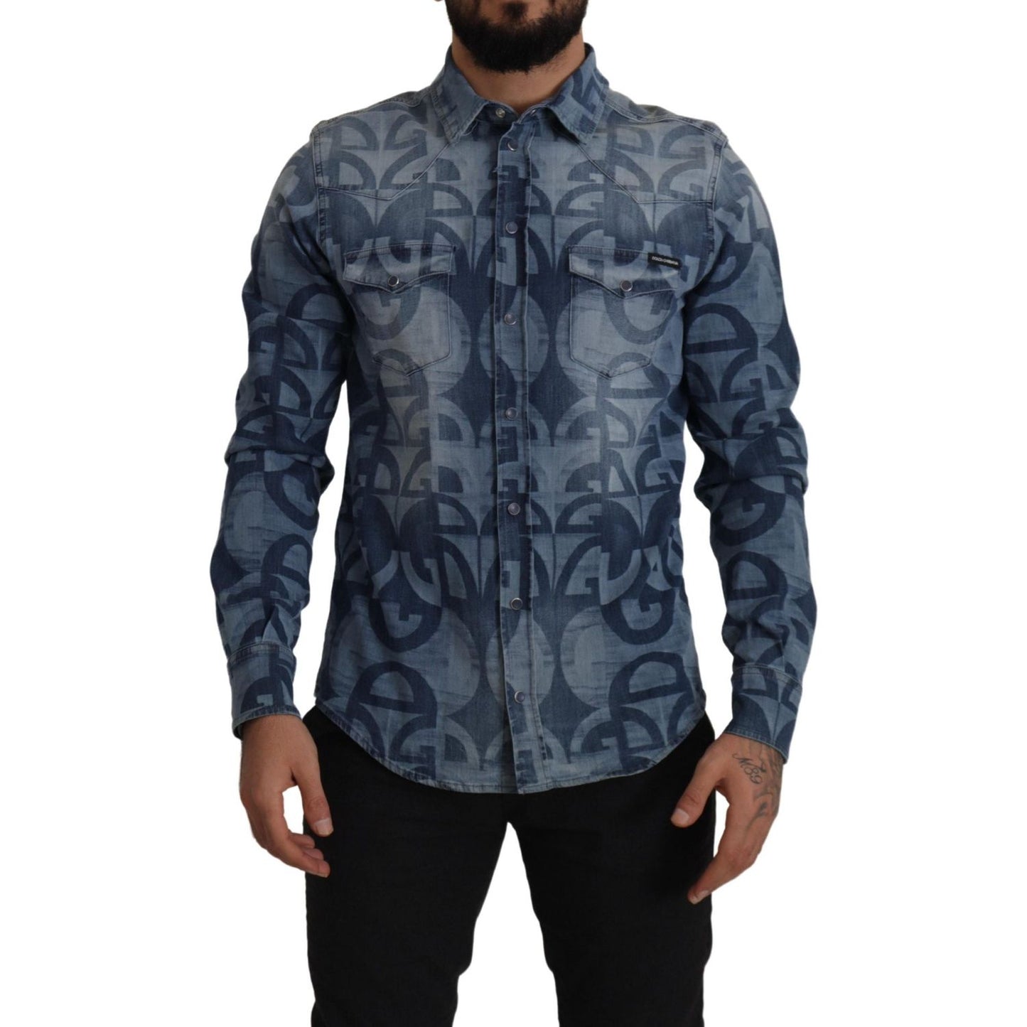 Dolce & Gabbana Elegant Slim Fit Casual Blue Men's Shirt Dolce & Gabbana