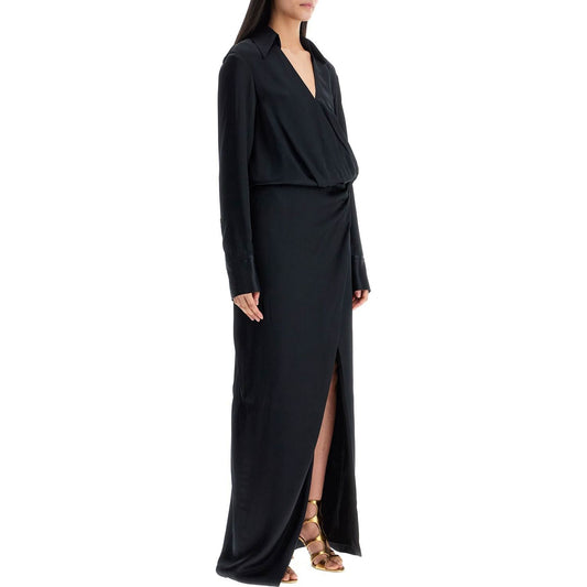 The Attico black long sleeve midi dress with side slit Dresses The Attico