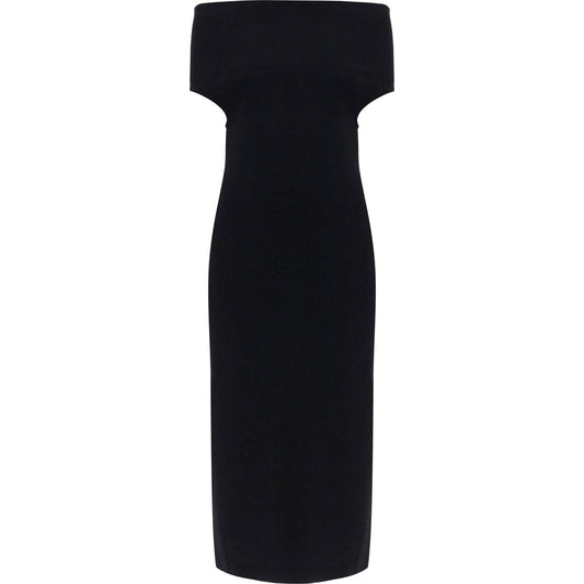 Toteme elegant black long viscose knit dress