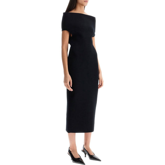 Toteme elegant black long viscose knit dress