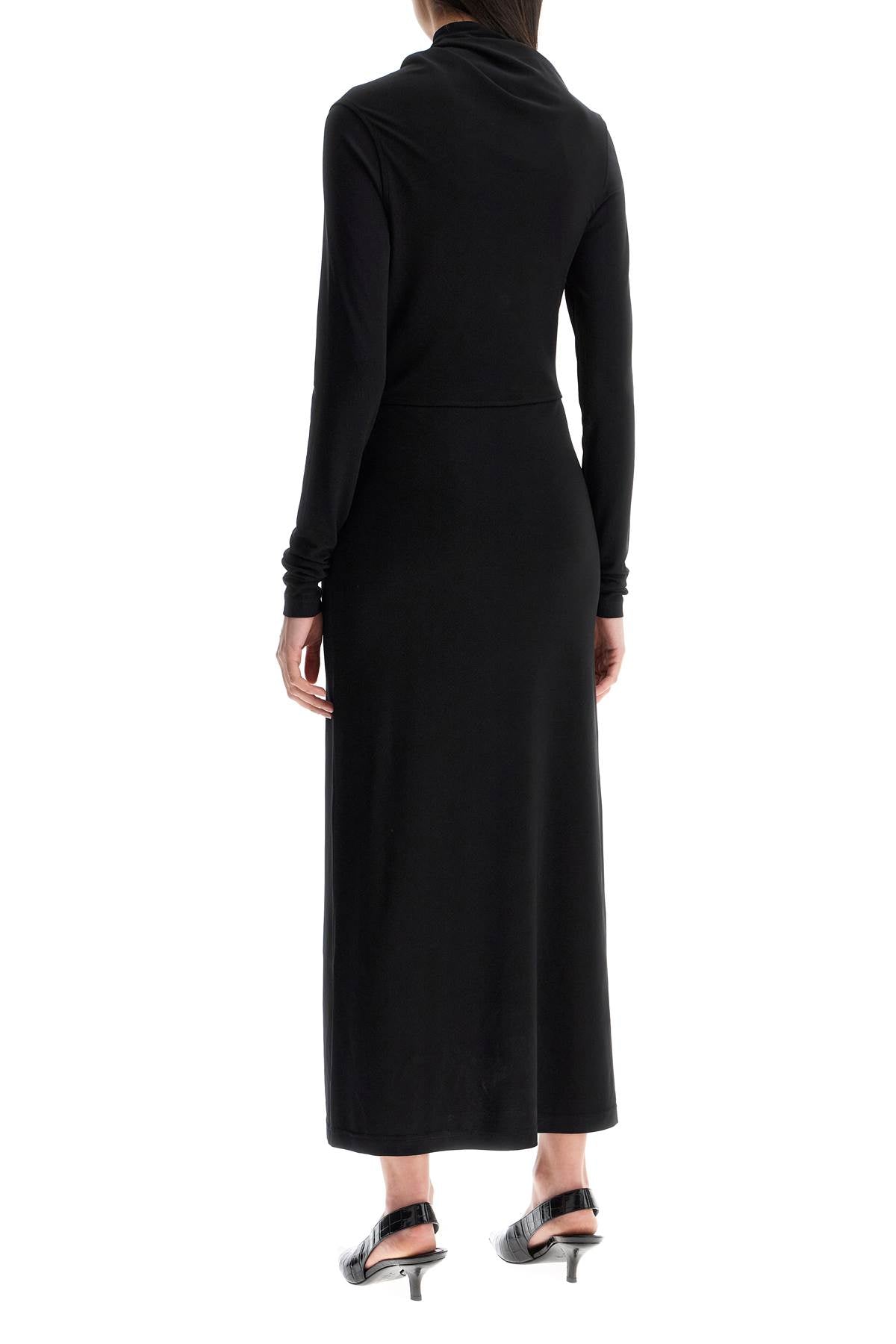 Toteme long draped dress with wide neckline in black*** long sleeve*** slim fit to ankle Dresses Toteme