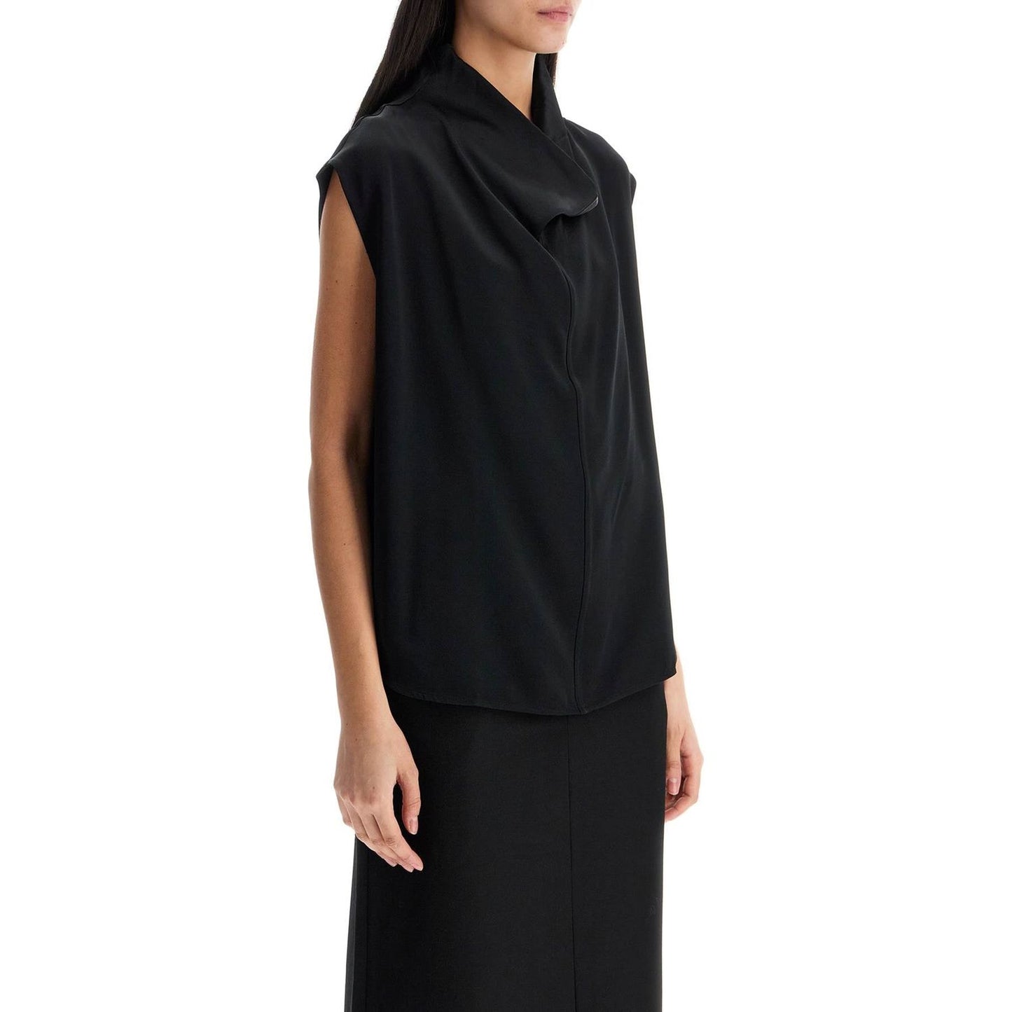 Toteme sleeveless black funnel neck top