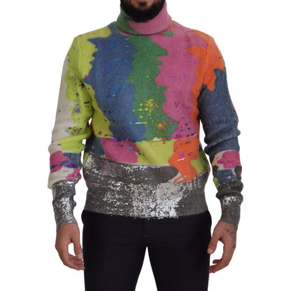Dolce & Gabbana Multicolor Turtleneck Pullover Mohair Sweater