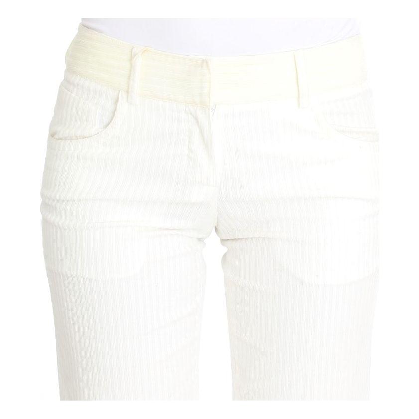 Ermanno Scervino Chic White Striped Straight Fit Pants Ermanno Scervino