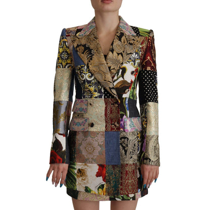 Dolce & Gabbana Multicolor Double-Breasted Patchwork Jacquard Blazer Jacket Dolce & Gabbana