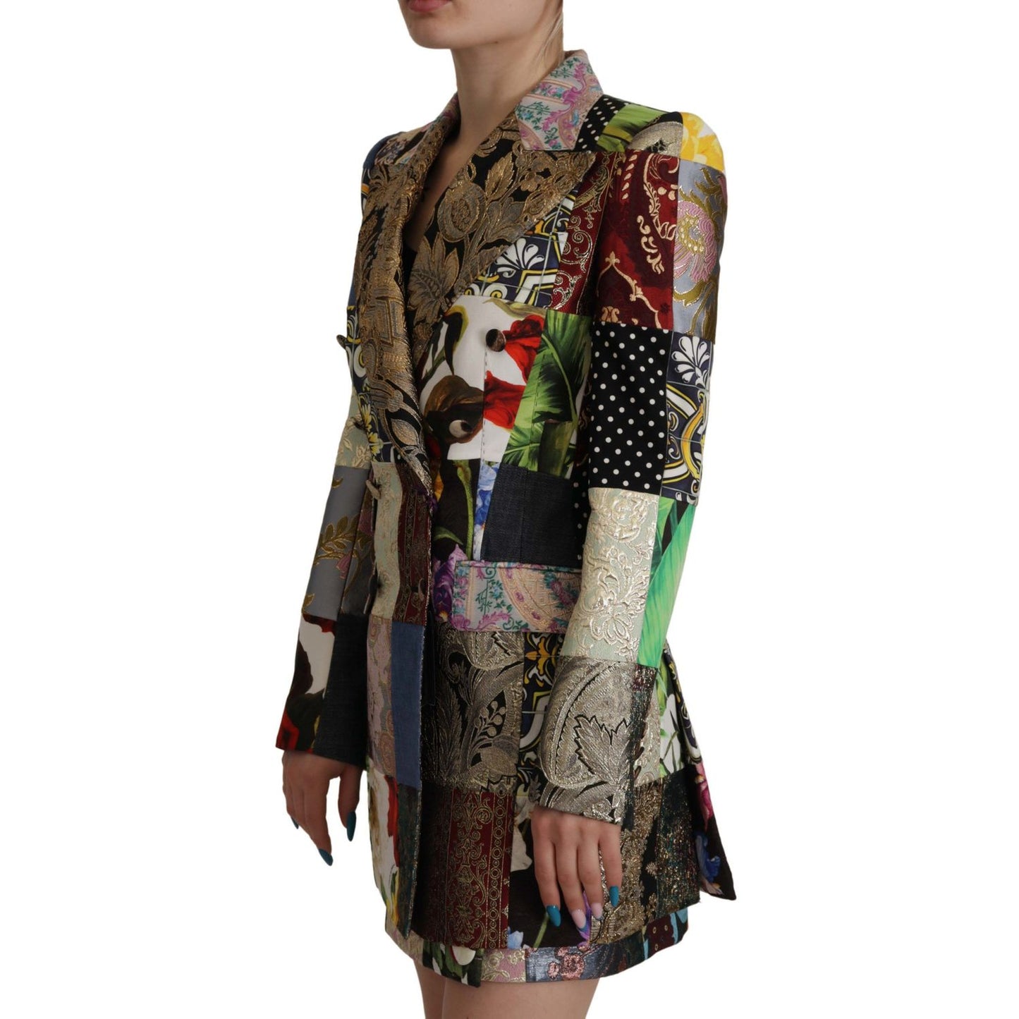 Dolce & Gabbana Multicolor Double-Breasted Patchwork Jacquard Blazer Jacket Dolce & Gabbana