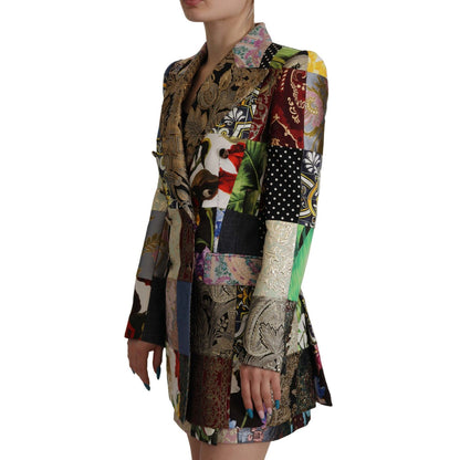Dolce & Gabbana Multicolor Double-Breasted Patchwork Jacquard Blazer Jacket Dolce & Gabbana