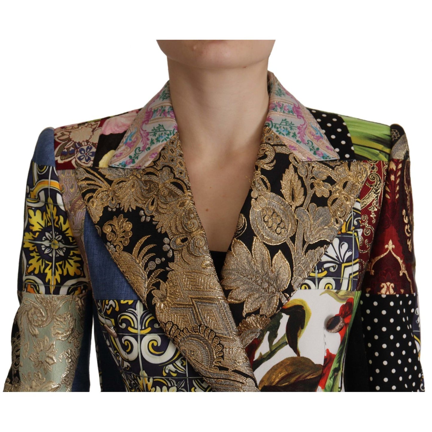 Dolce & Gabbana Multicolor Double-Breasted Patchwork Jacquard Blazer Jacket Dolce & Gabbana