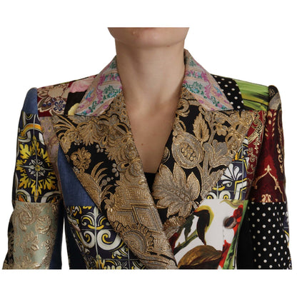 Dolce & Gabbana Multicolor Double-Breasted Patchwork Jacquard Blazer Jacket Dolce & Gabbana
