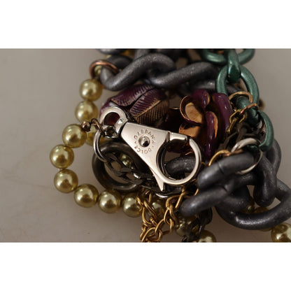 Dolce & Gabbana Gold Brass Sicily Floral Crystal Statement Necklace