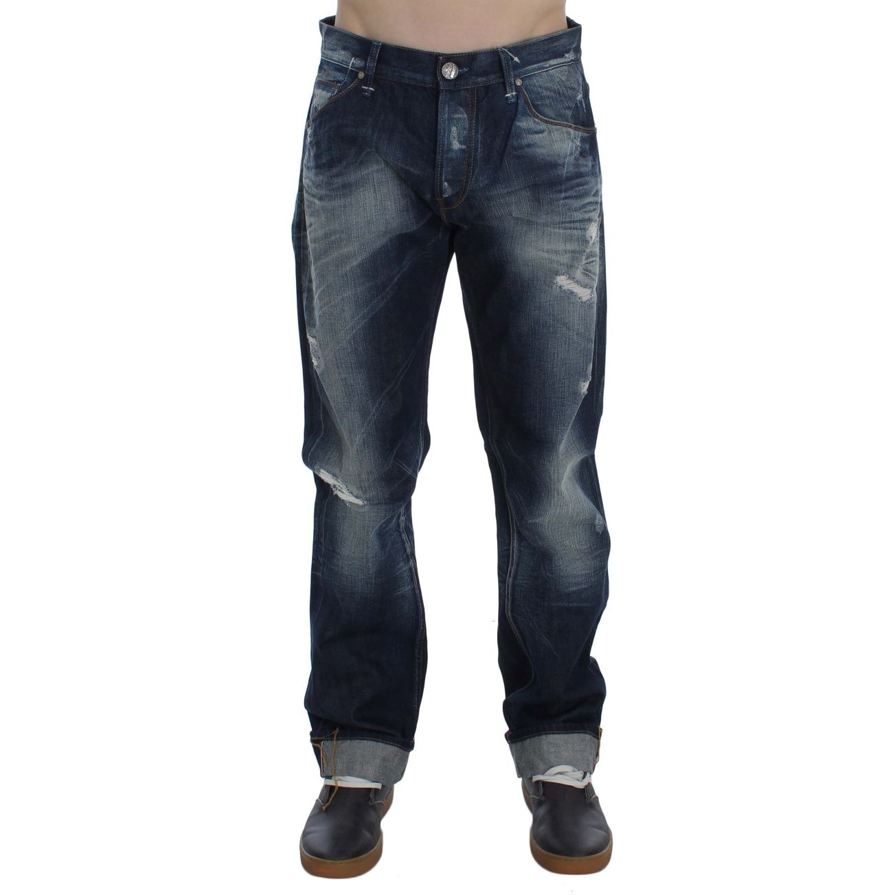 Acht Blue Wash Cotton Denim Regular Fit Jeans