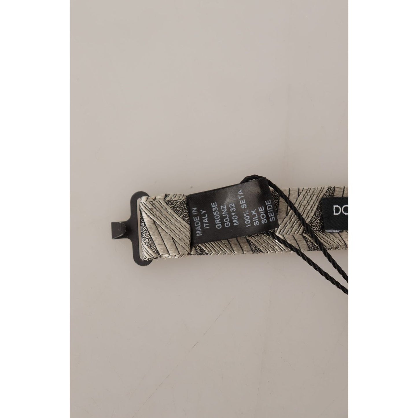 Dolce & Gabbana Gray 100% Silk Adjustable Neck Papillon Bow Tie