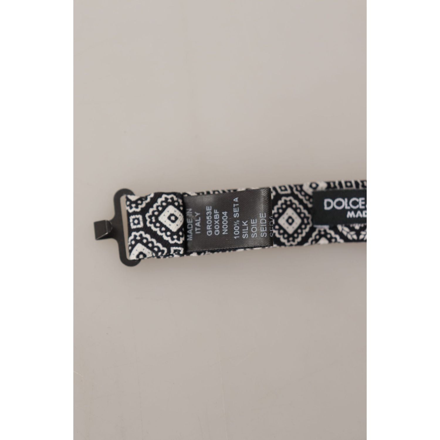Dolce & Gabbana Black white 100% Silk Adjustable Neck Papillon Tie