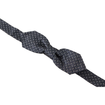 Dolce & Gabbana Blue Gray Polka Dot 100% Silk Neck Papillon Tie