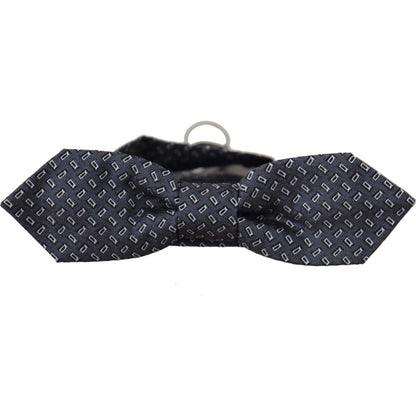 Dolce & Gabbana Blue Gray Polka Dot 100% Silk Neck Papillon Tie