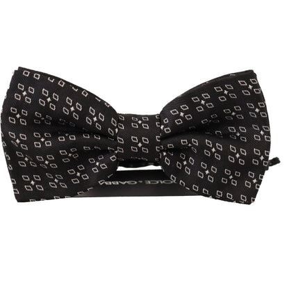 Dolce & Gabbana Black White Polka Dot 100% Silk Neck Papillon Tie