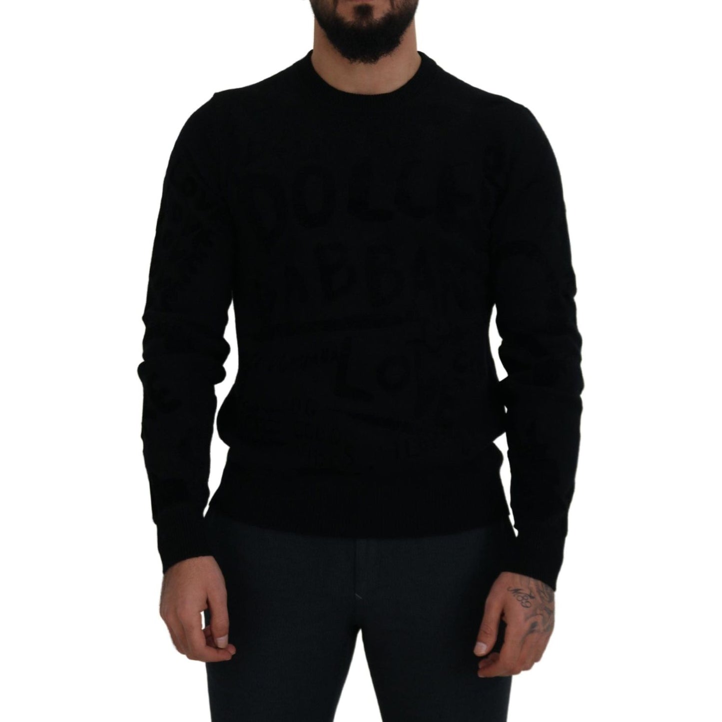 Dolce & Gabbana Elegant Black Logo Wool Sweater Dolce & Gabbana