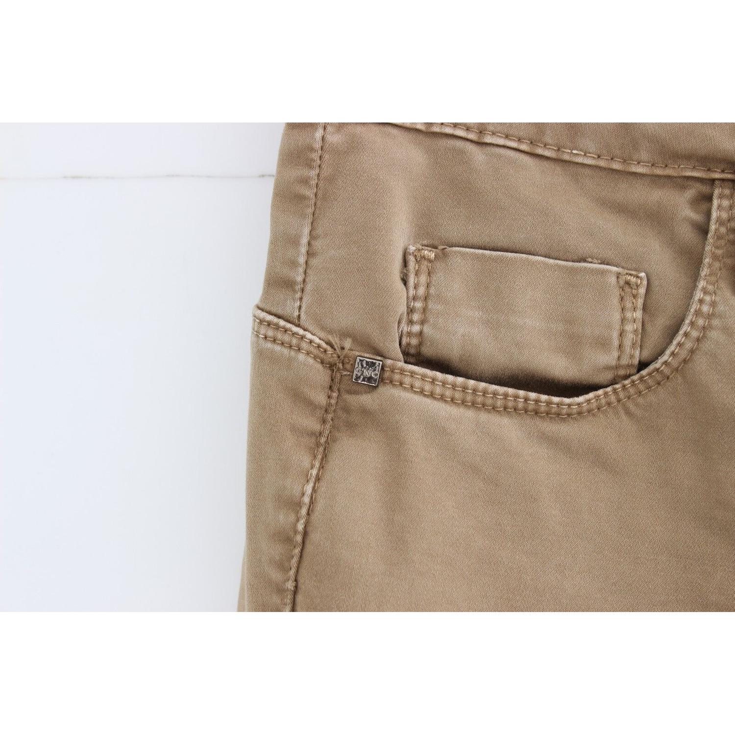 Costume National Beige Straight Leg Denim Pants Stretch Jeans