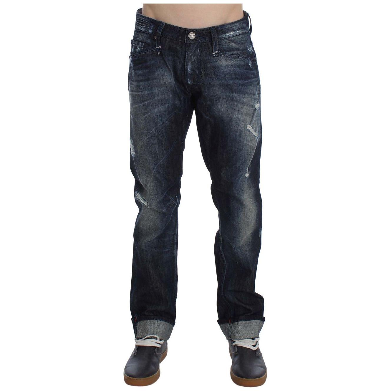 Acht Blue Cotton Regular Straight Fit Jeans