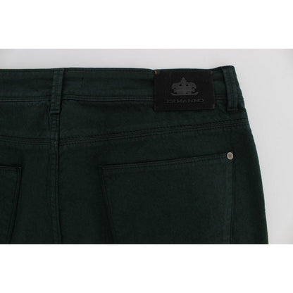 Ermanno Scervino Green Cotton Denim Stretch Straight Fit Jeans